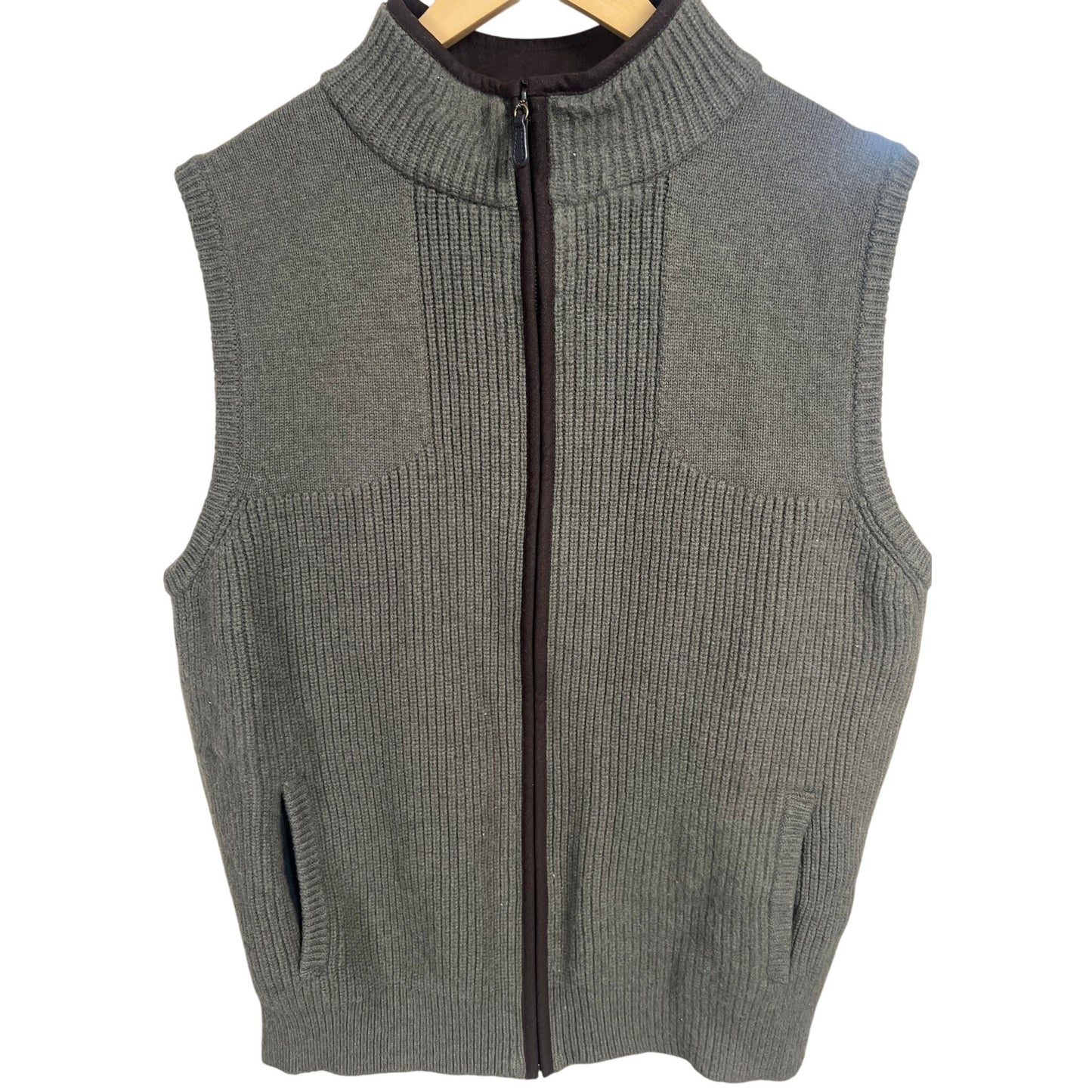 L.L. Bean Large Waterfowl 100% Merino Lambs Wool Full Zip Sweater Vest Jacket