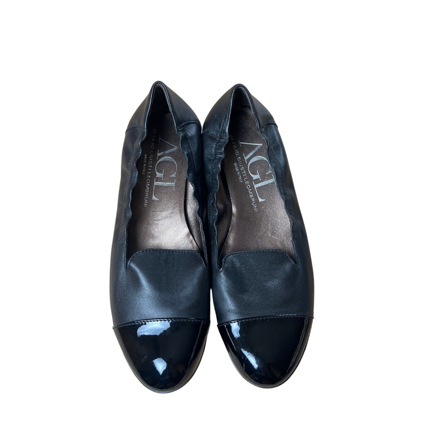 AGL Attilio Giusti Leombruni Womens Cap Toe Loafers 38 EU 8 US Black Leather