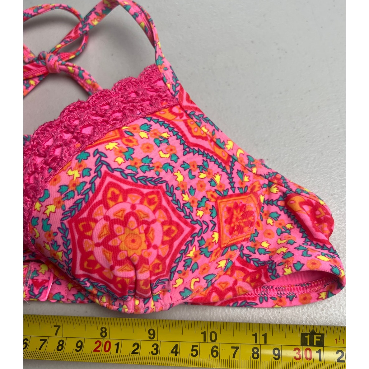 Aerie 34A Swim Barbie Pink Paisley Bikini Top Nina