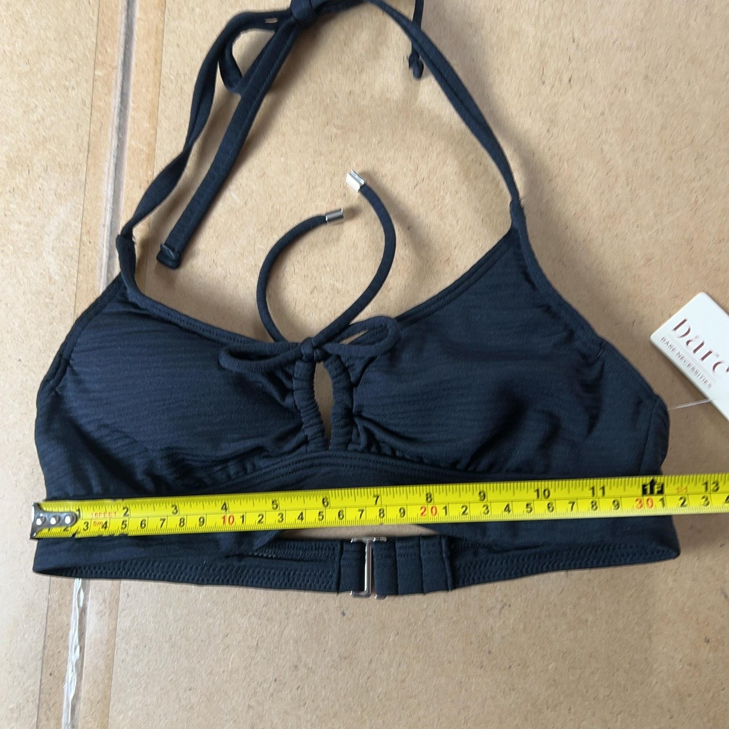 Bare Necessities Swim Top Womens S Black Halter Lined Adjustable Bow Bikini