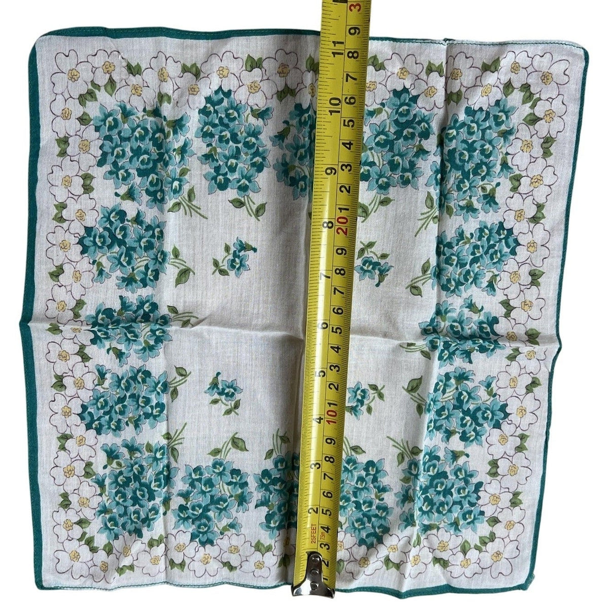 Handkerchief Mens One Size Aqua Floral 100% Cotton Lawn Pocket Square Accessory