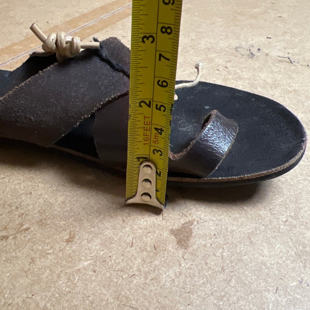 Free People Sandals Slides Women Size 37 US 6 Brown Leather