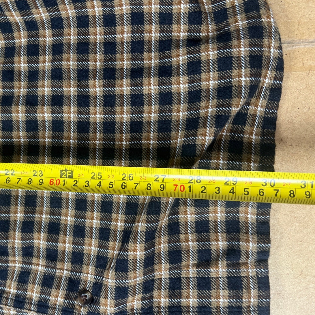 Stormy Kromer Men’s Flannel Shirt Brown/Black Plaid Button Front Size XL