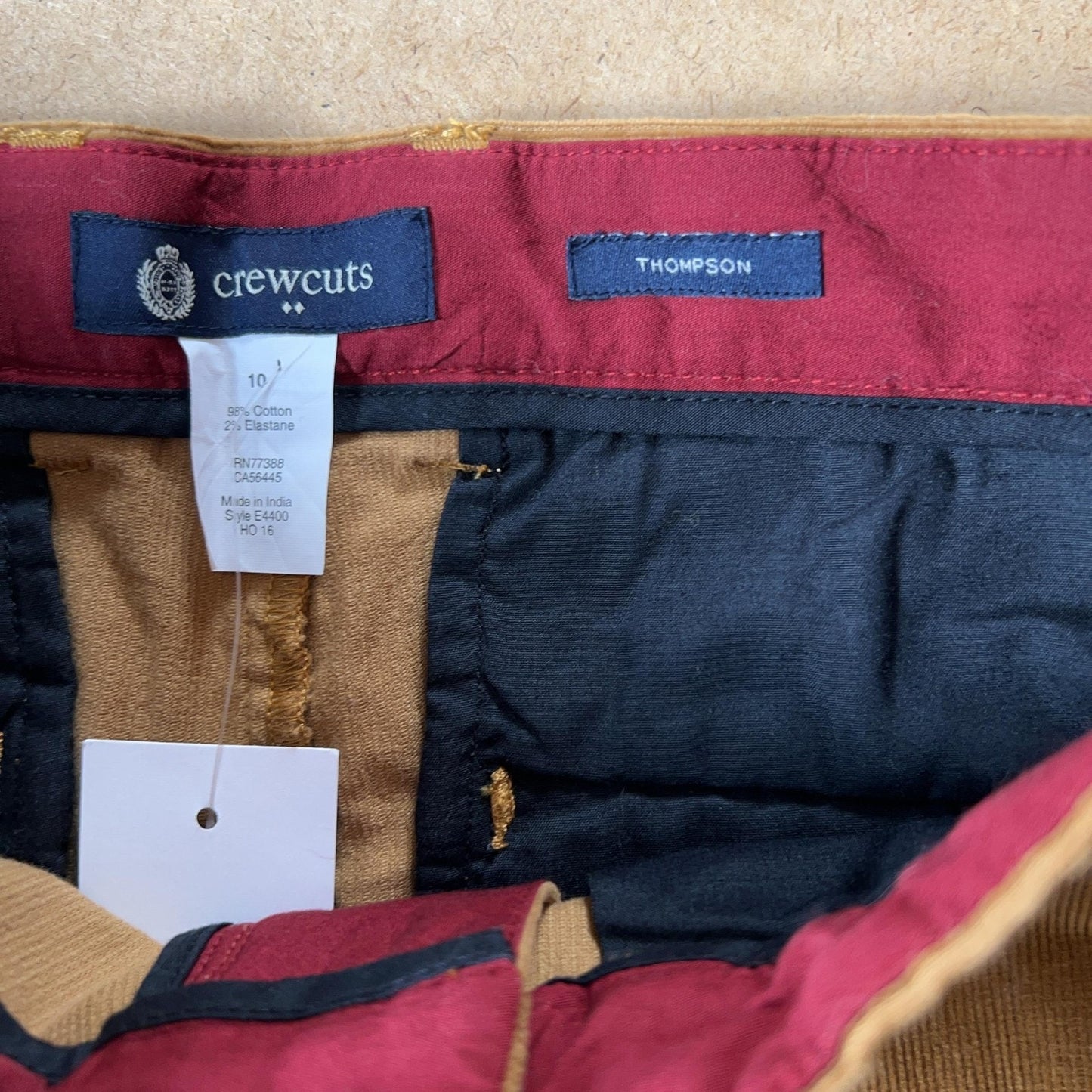 Crewcuts Bottom Teens 10 Brown Corduroy Pockets Stretch Logo Slim Thompson
