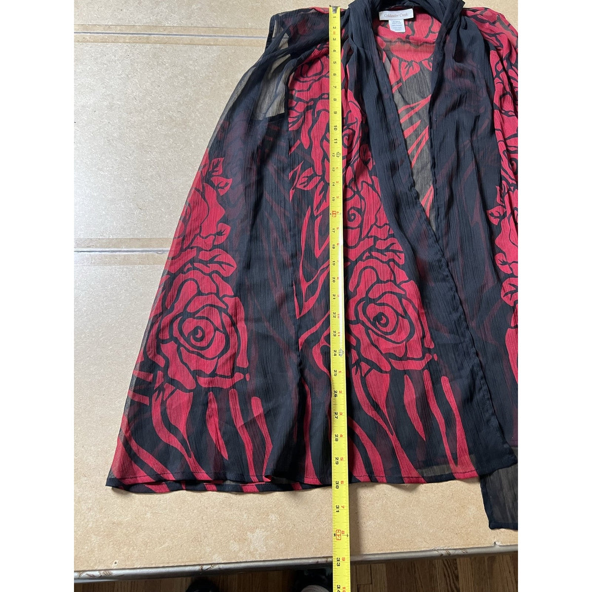 Coldwater Creek Cardigan Womens One Size Black Floral Chiffon Open Lightweight