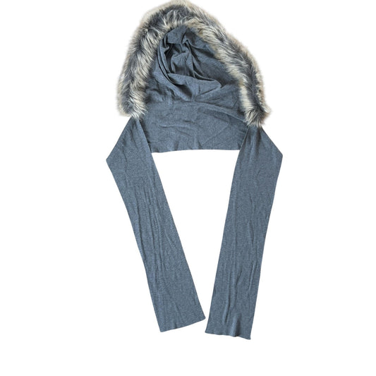 Cabi Hat Beanie Womens One Size Gray Acrylic Blend Faux Fur Trim Knit Warm