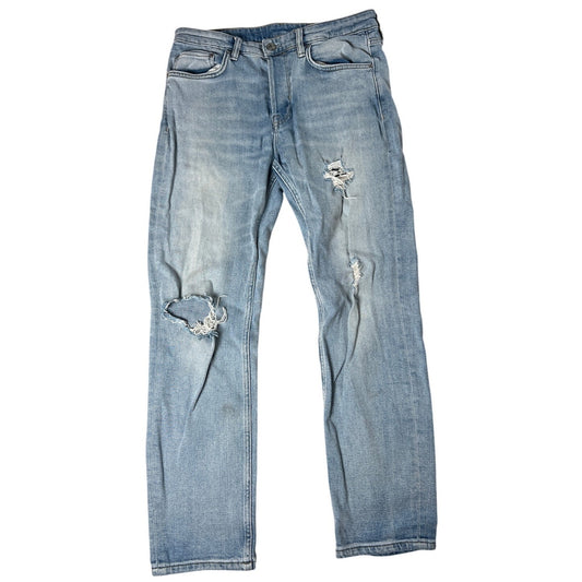 All Saints Jeans Mens 30 Blue Denim Distressed Grunge Button Fly Washed Pants