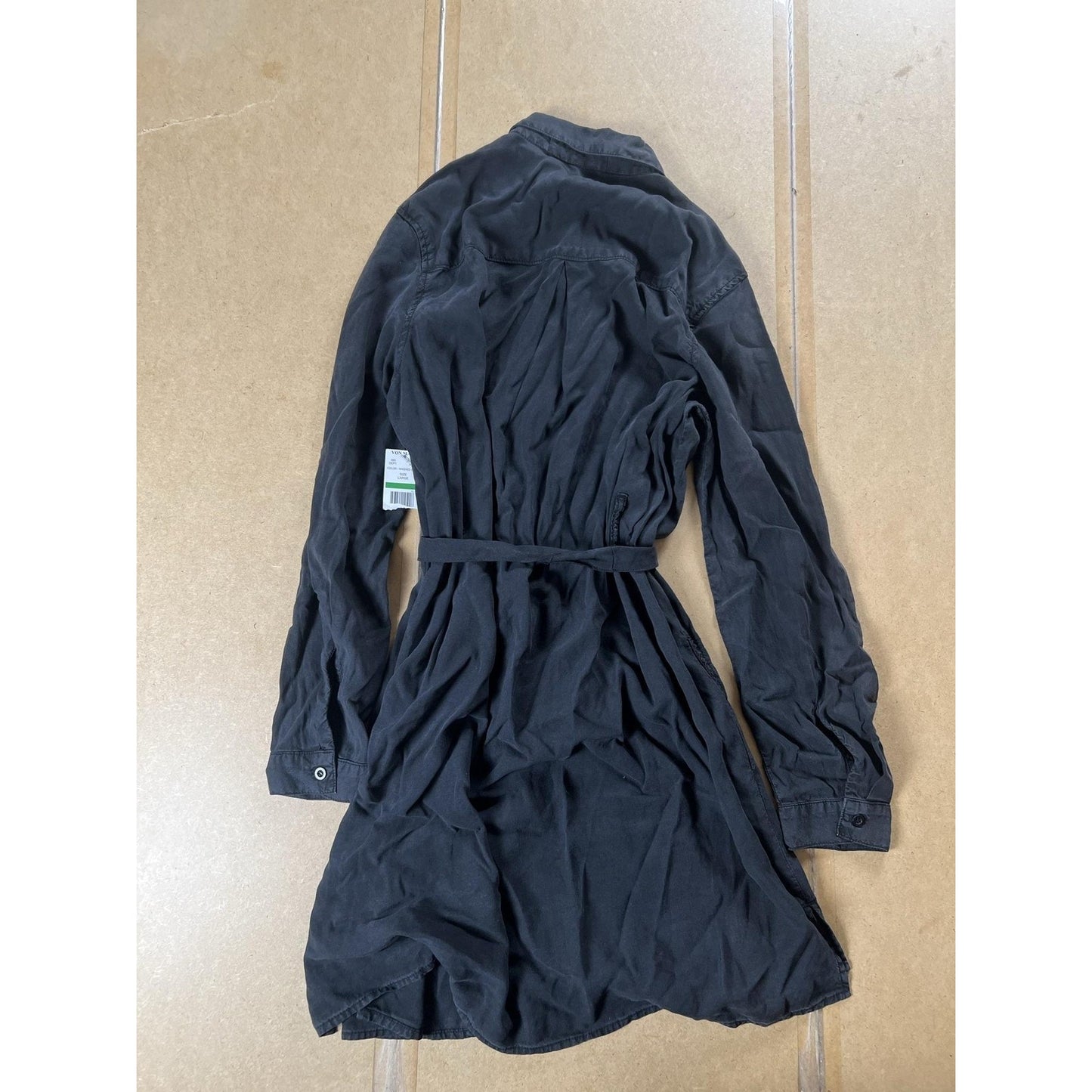 Cloth & Stone Dress Womens L Black Shirt Dress Collared Button Pockets Rayon
