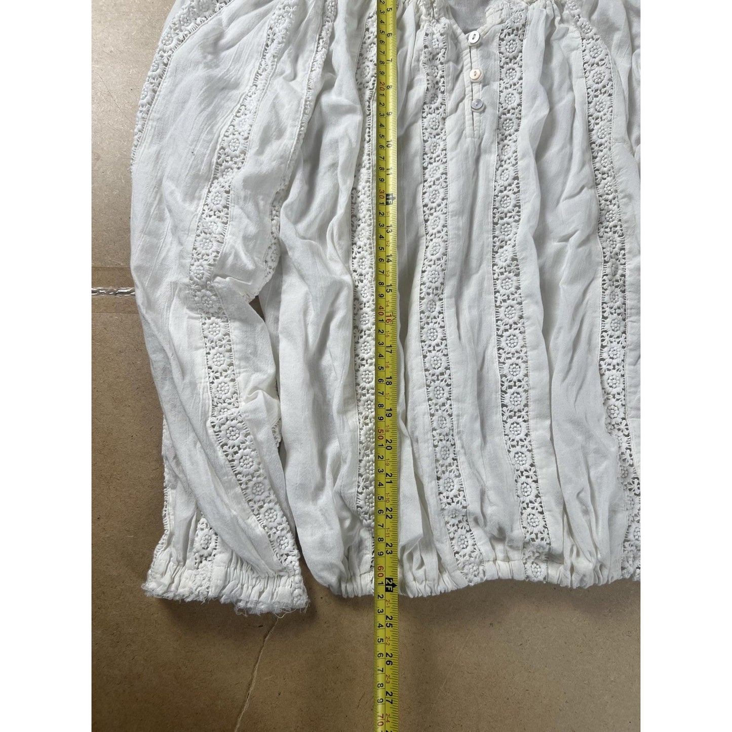 Sundance Tunic Womens M White Off The Shoulder Button Crochet Elastic Waist