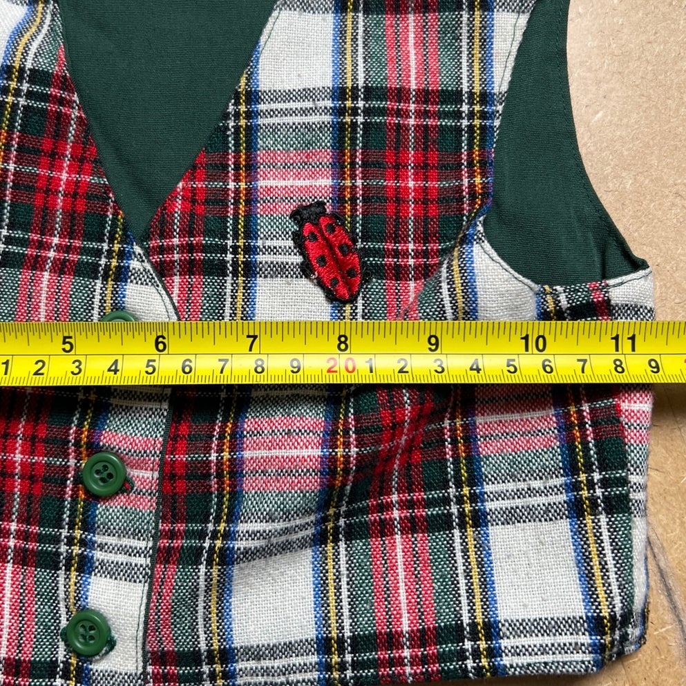 Made With Love By Mommy Handmade Two Piece Plaid Small Girl Vest/Skirt