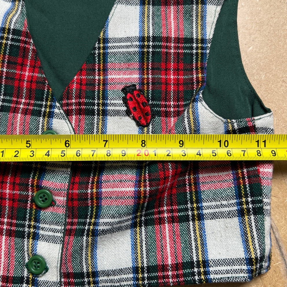 Made With Love By Mommy Handmade Two Piece Plaid Small Girl Vest/Skirt