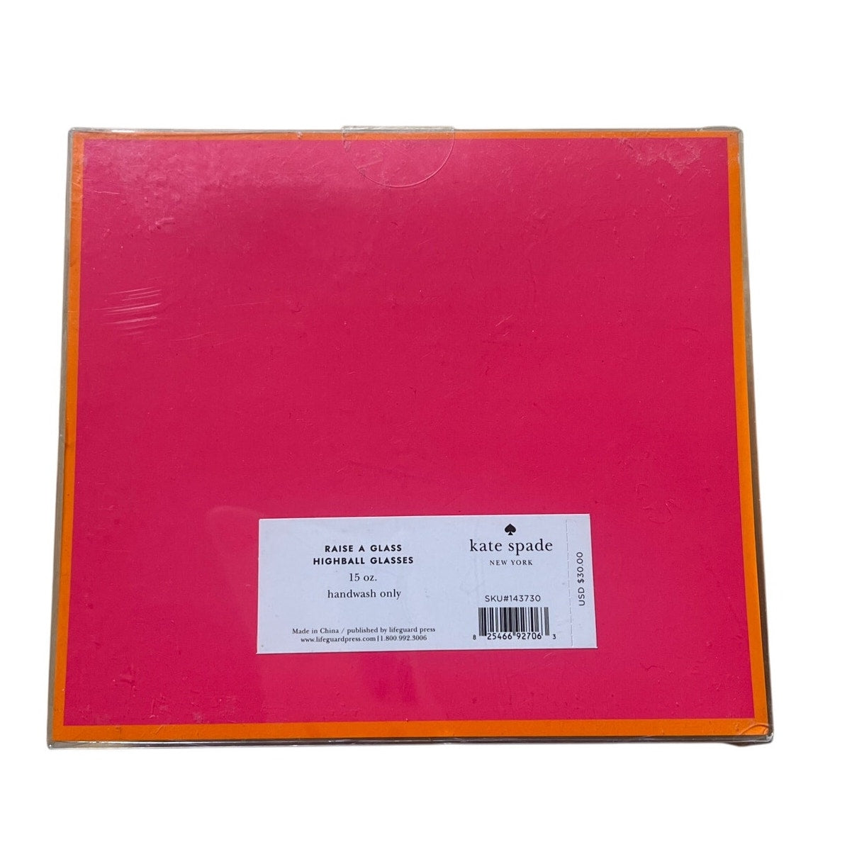 NIB Kate Spade New York Raise A Glass Set Of Two Acrylic Highball Glasses