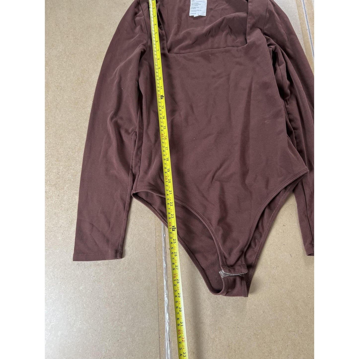 Bodysuit Womens XL Brown Jersey One Piece High Leg Stretch Lightweight