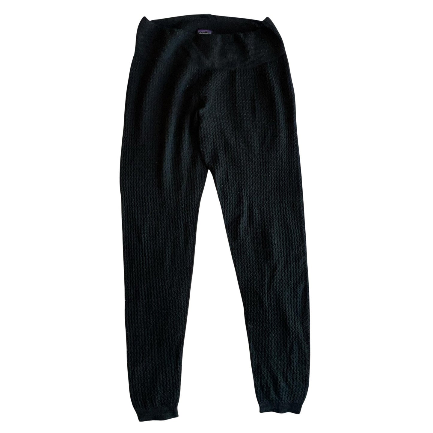 Patagonia Pants Womens M Black Wool Knit Jogger Elastic Waist Cuffed Stretch