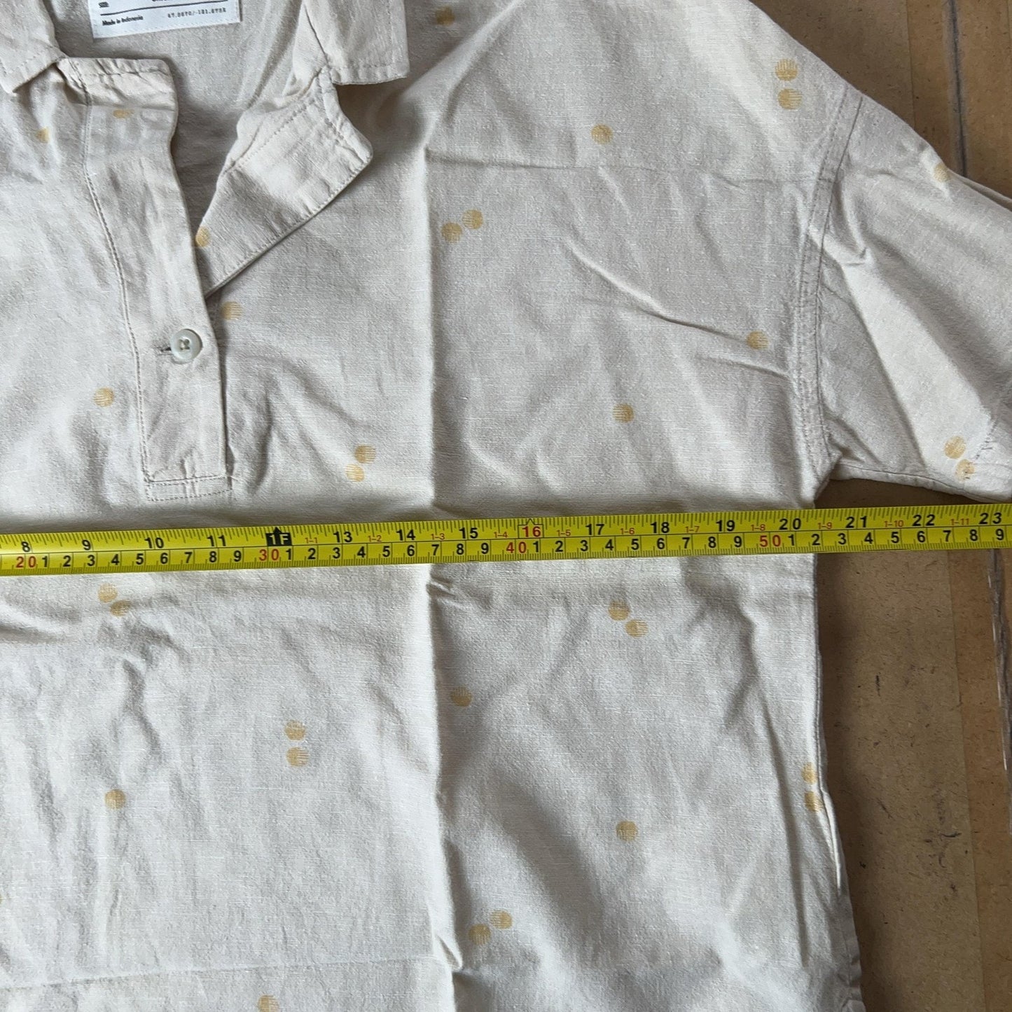 REI Cooperative Polo Unisex S Beige Polka Dot Hemp Cotton Relaxed Casual