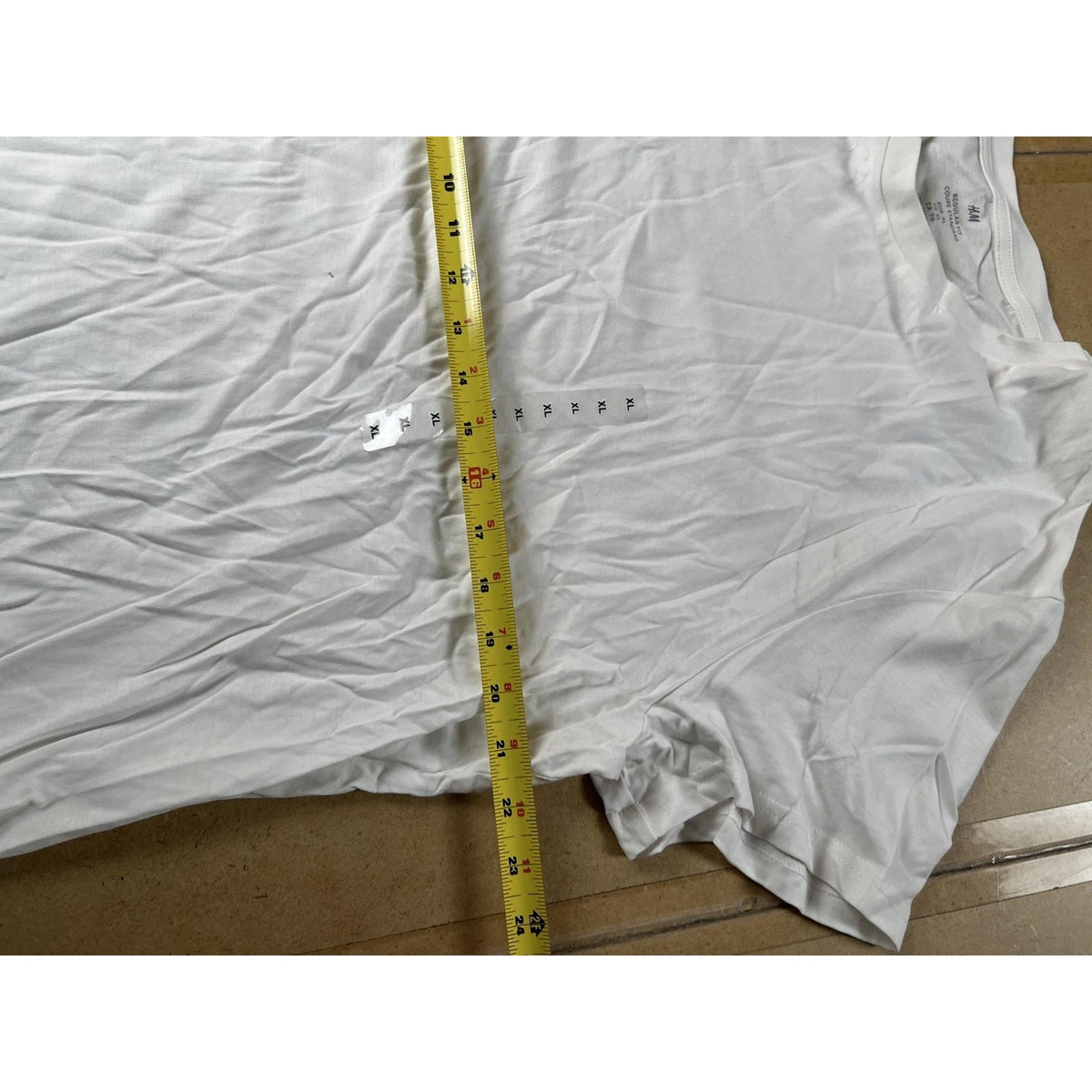 H&M Shirt Mens XL White Cotton Crew Neck Tagless Basic Jersey Summer Lightweight