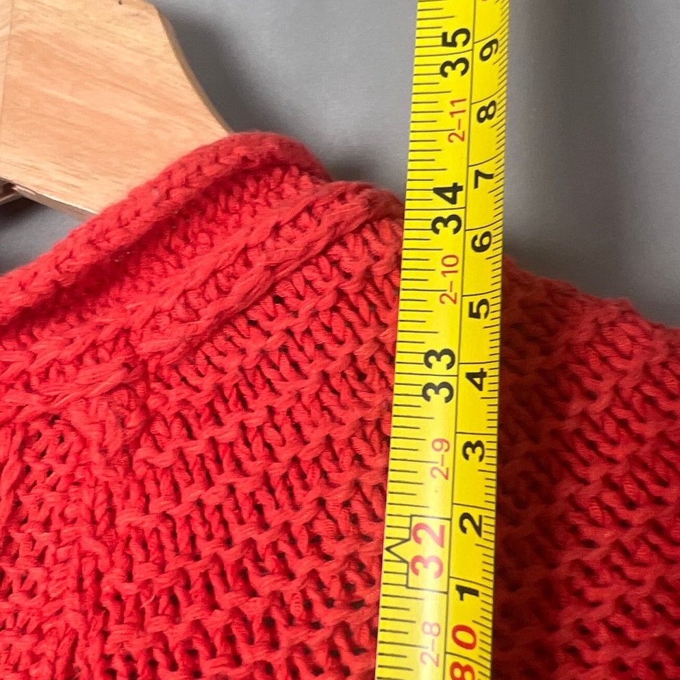 Guinevere Anthropologie Orange-Red Open Knit Boho Cardigan Size M