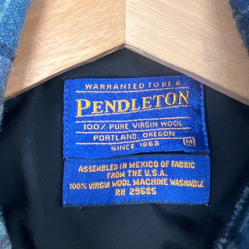 Pendleton Mens Medium Blue Button Up Wool Plaid Beach Boys Limited Edition