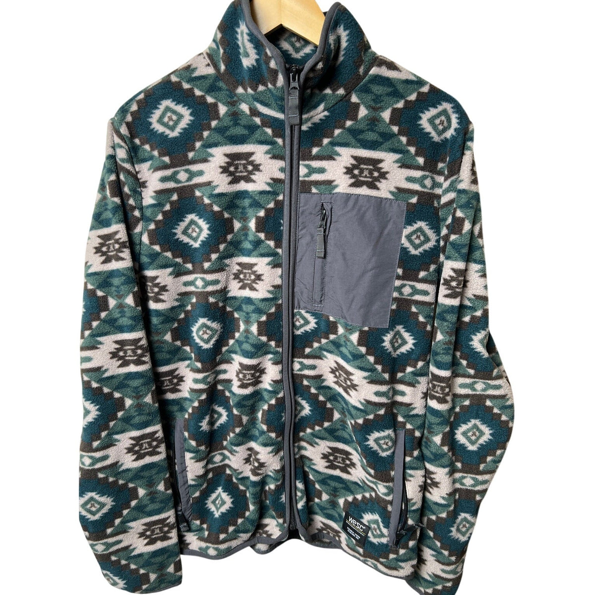 WESC UNisex Aztec Print Full Zip Fleece Jacket Men's Medium