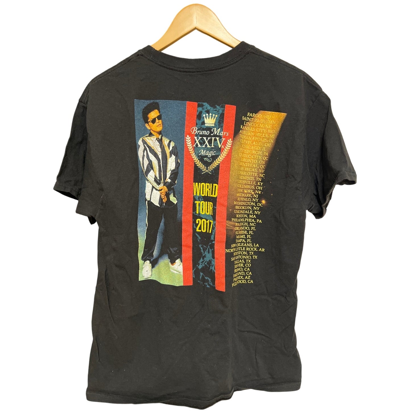 Bruno Mars 24k Magic World Tour Hanes 2017 T-shirt Large