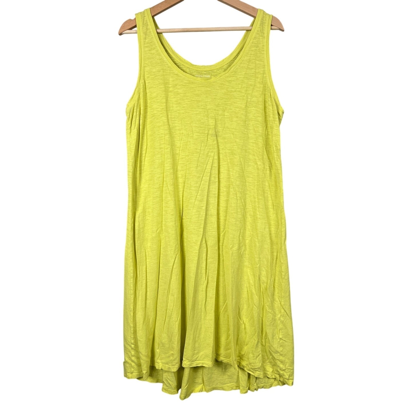 Eileen Fisher Honeydew Organic Cotton Hemp Twist Scoop Neck Tank Dress Women's Size M