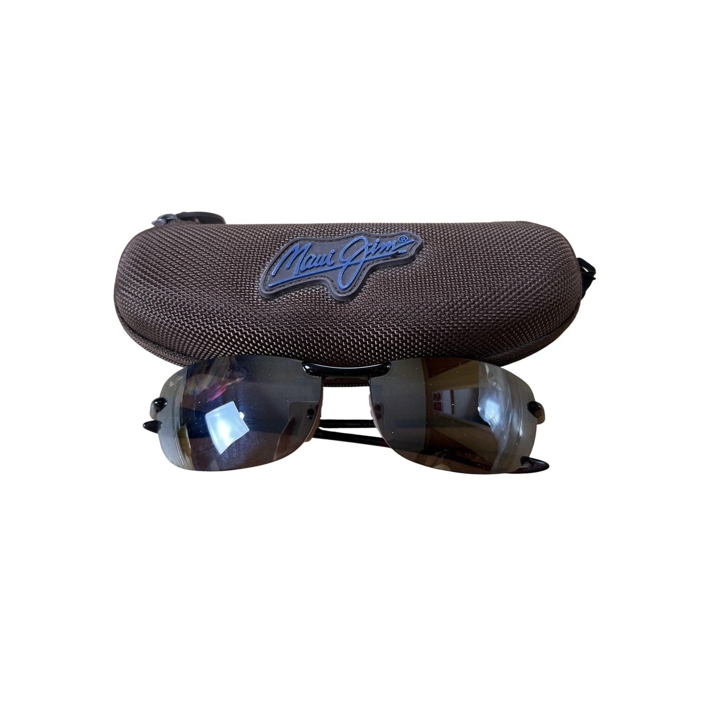 Maui Jim Sunglasses Mens 64-17-130 Brown Wrap Polarized MJ-405-10 Rimless