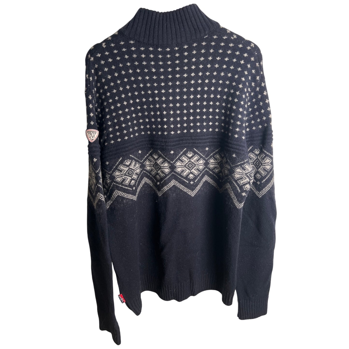 Rossignol Size Large Quarter Zip Blue Pullover Laine Blend Knit Mens