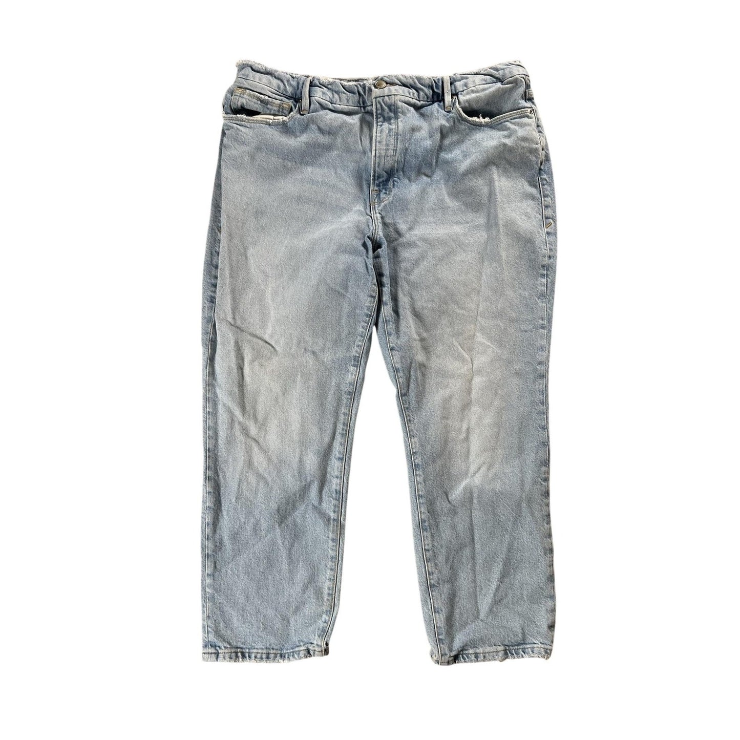 Good American Pants Womens 12 Blue Paperbag Denim Elastic Waist Pockets