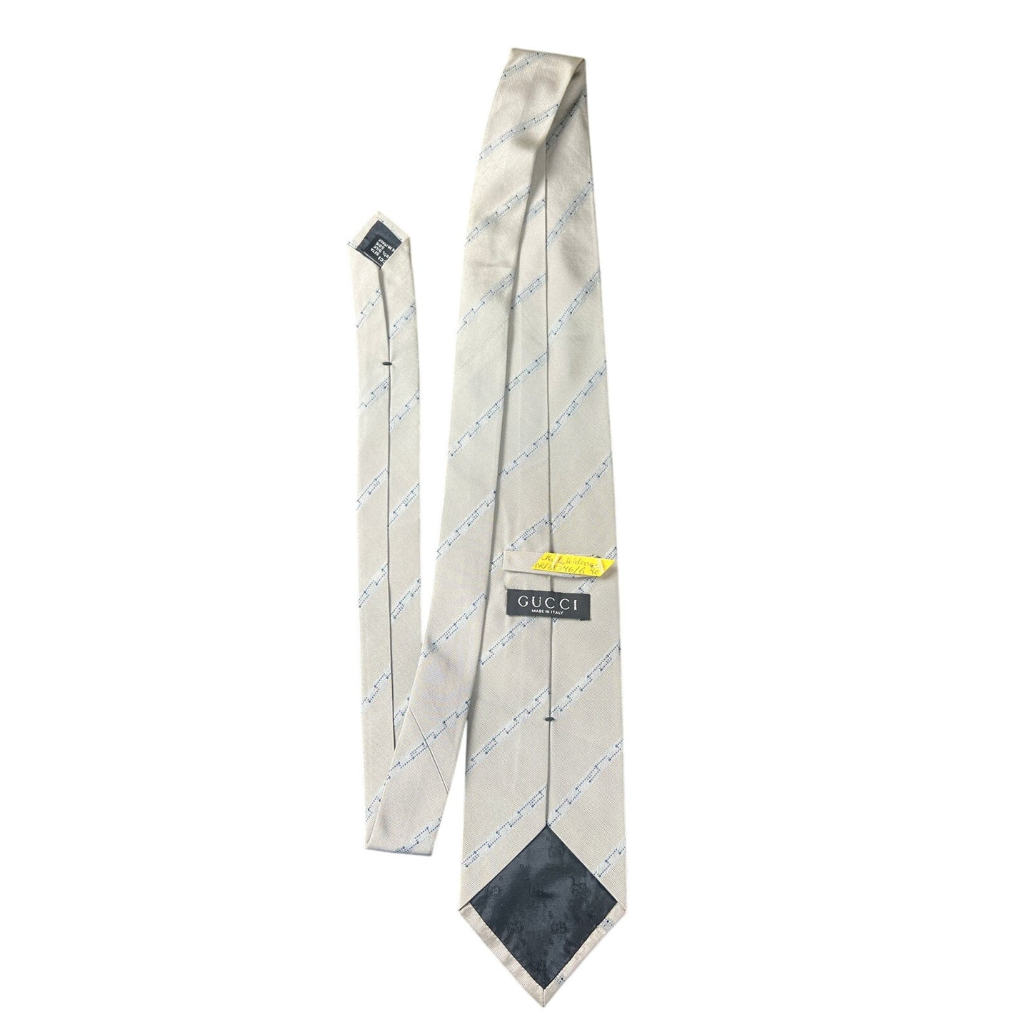 Gucci Made In Italy 100% Silk Pattern Tie Gray Blue