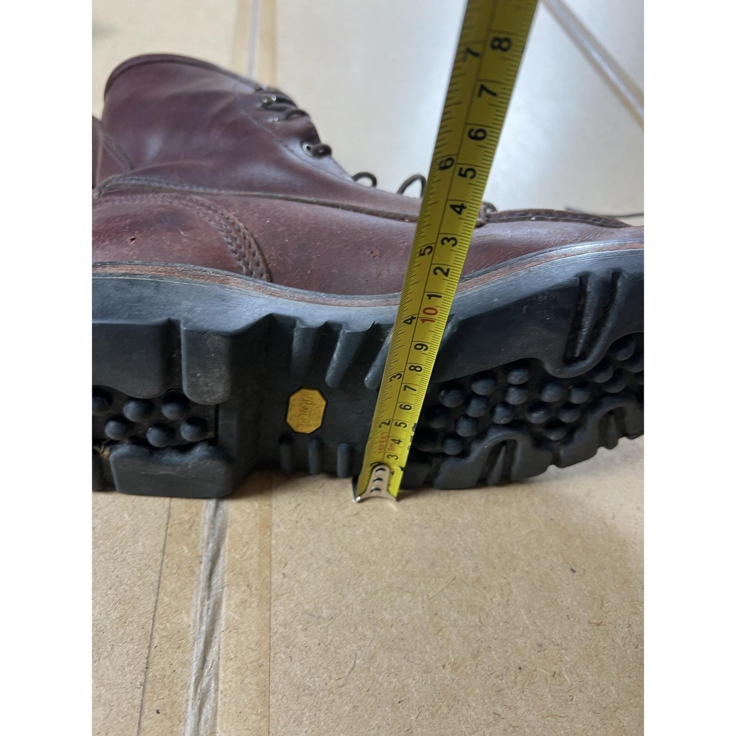 Combat Boots Mens Size 9 Brown Leather Lace Up Mid Calf Workwear Lined