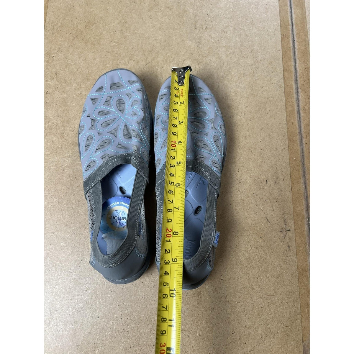 Jambu Slip-On Flats Womens 7 Gray Mesh Floral Barefoot Designs Water Trail