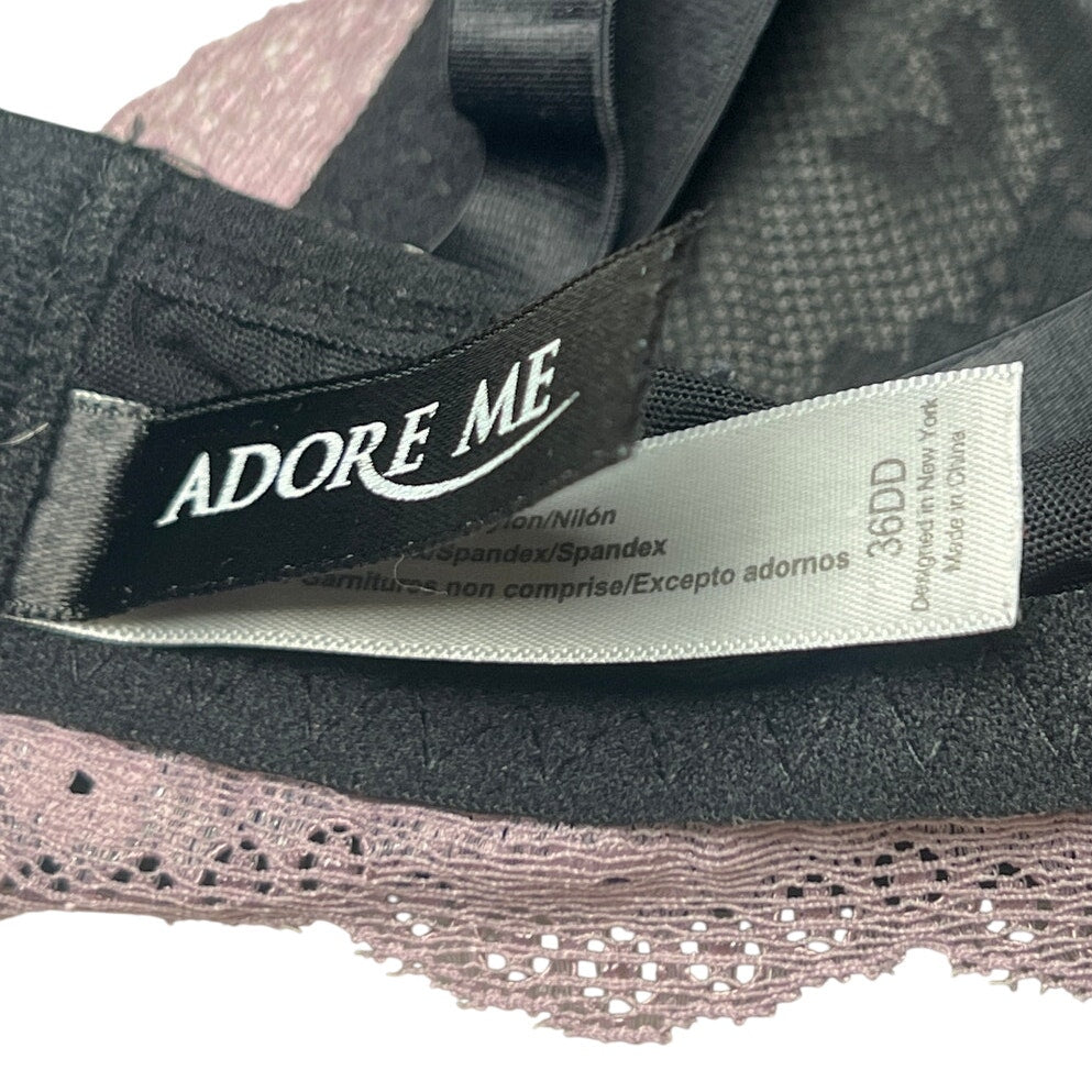 Adore Me Chelsey Lace Underwire Racerback Bra Black Pink 36DD