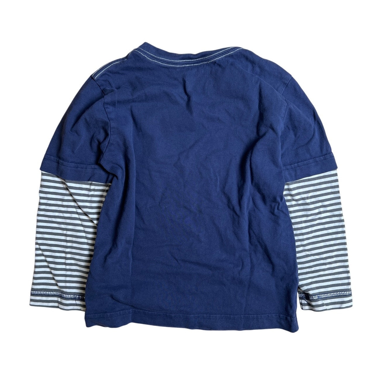 Hanna Andersson Blue Stripped Long Sleeve Deer Graphic Boy Size 110