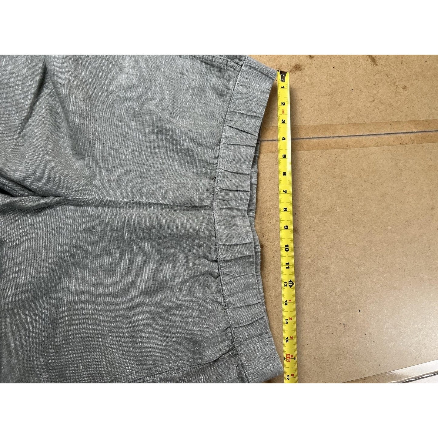 Pure Jill Pants Womens S Petite Gray Chambray Capri Elastic Waist Linen