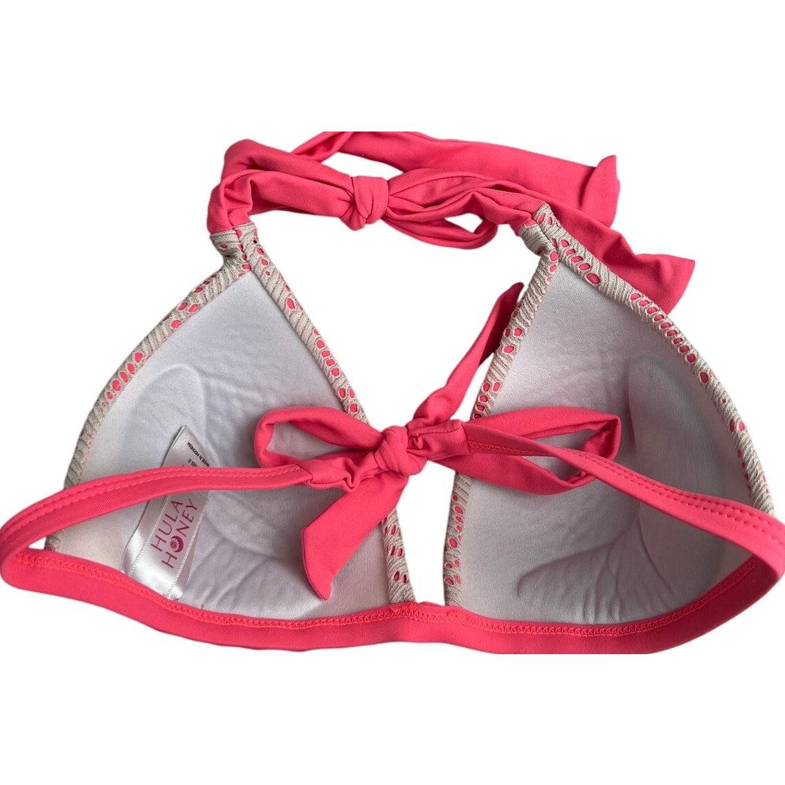 Hula Honey Small Swim Top Pink & White Tribal