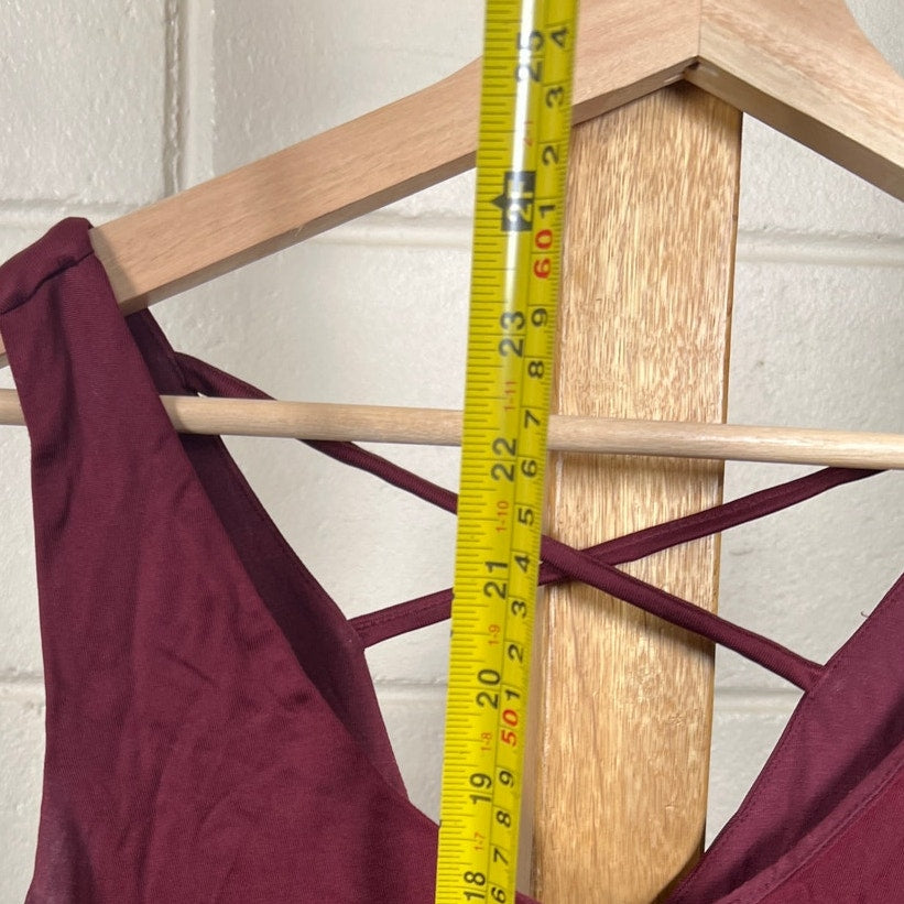 Tart Burgundy Women Top Size Small Cupro Lace Back