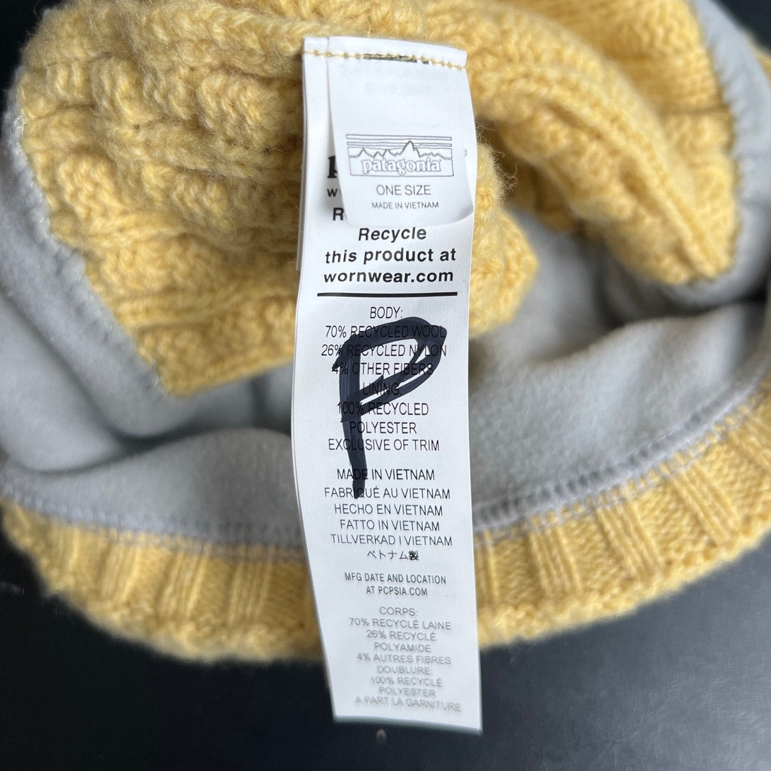 Patagonia One Size Recycled Wool Cream Coastal Cable Beanie