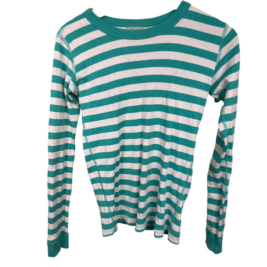 Hanna Anderson Striped 160CM Green Striped Pajama Top