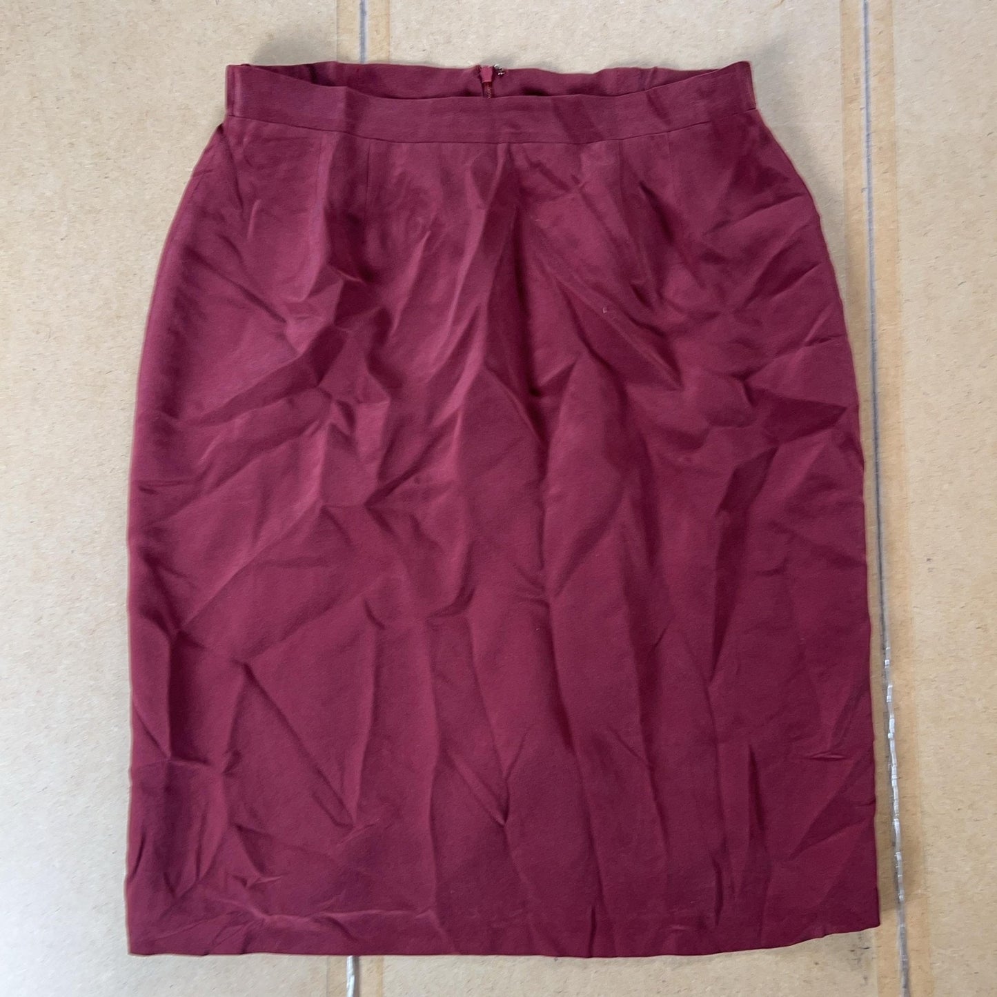 Due Per Due Cardigan Womens 14 Red Silk Lined Collared Pockets Button Business