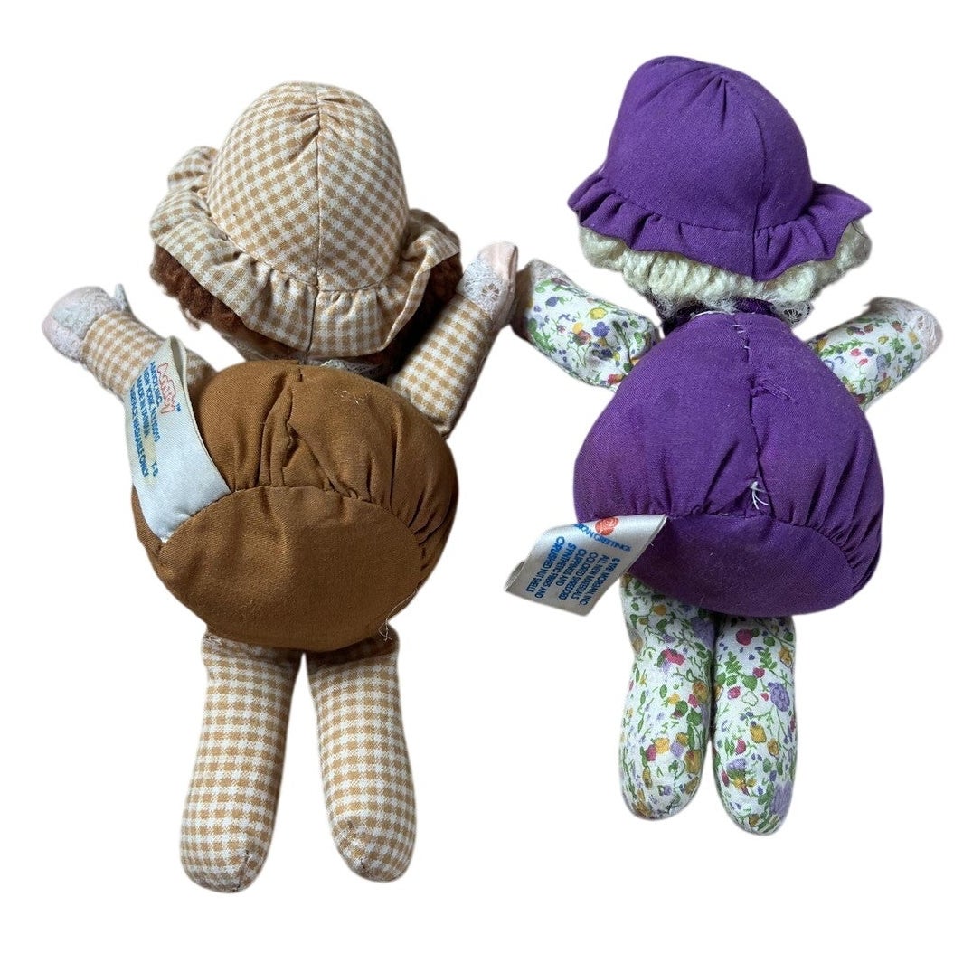 Morgan Peanut Butter & Jelly Plush Doll Pair Small Brown Purple Made In Taiwan