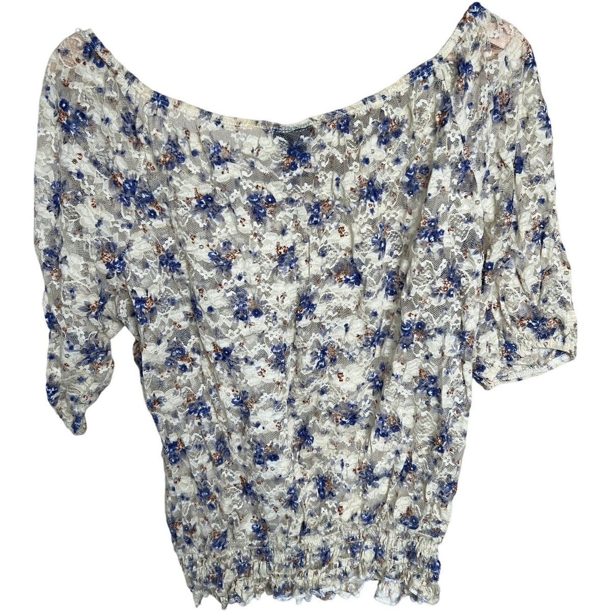Rue21 Floral Stretchable White Women Top Size XL