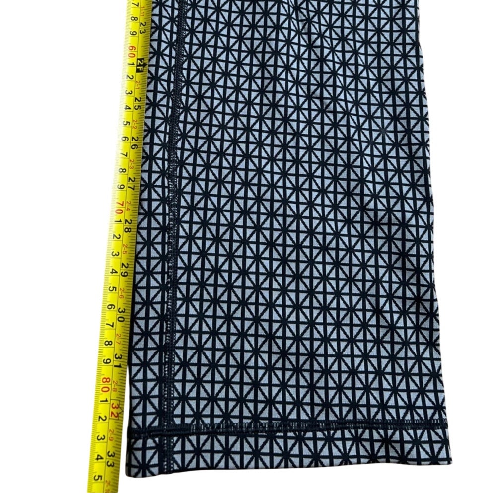 Lululemon Straight Up Pant Tri Geo Silver Spoon Black Luon Stretch Foldover Size 8