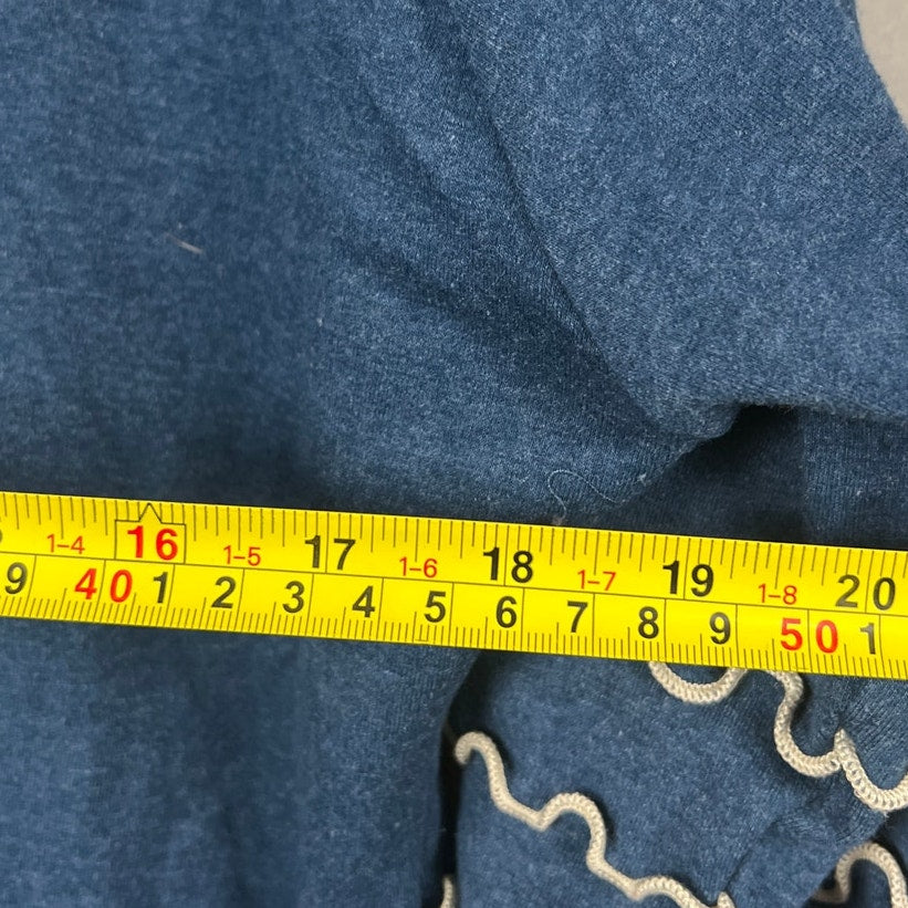 Laura Hlavac Dress Cotton Ruffle Sleeve Hem Blue Long Sleeve Size 2XL