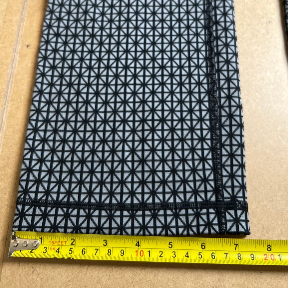 Lululemon Straight Up Pant Tri Geo Silver Spoon Black Luon Stretch Foldover Size 8