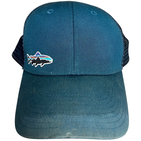 Patagonia Trout Trucker Hat Fitz Mens Turquoise Blue Snapback