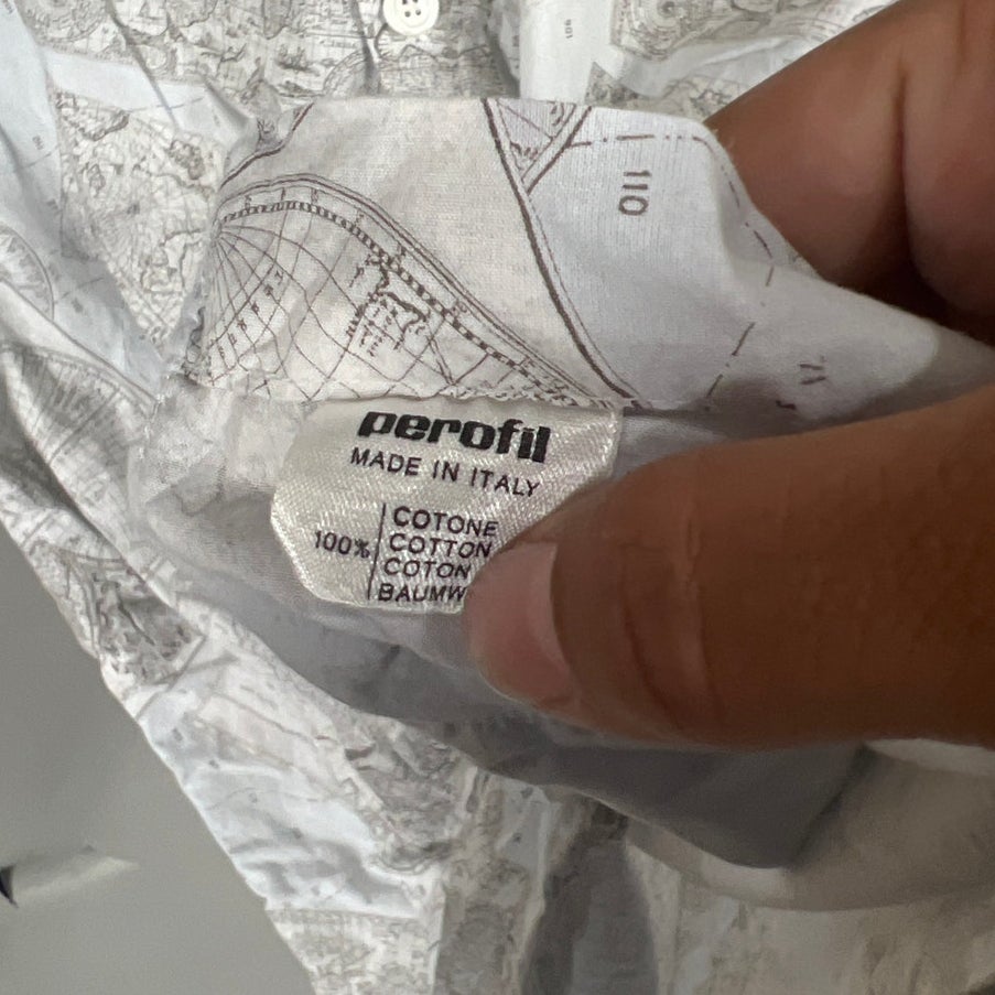 Vintage Perofil Grand Pigiama Size 54 XL Button Down Made in Italy Cotton