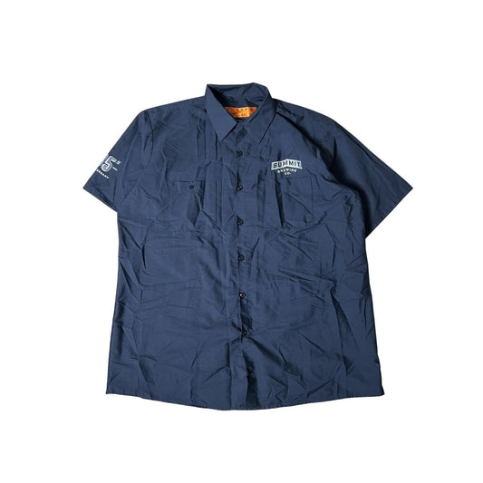 Summit Brewing Co. Shirt Mens XL Blue Short Sleeve Button Up Embroidered