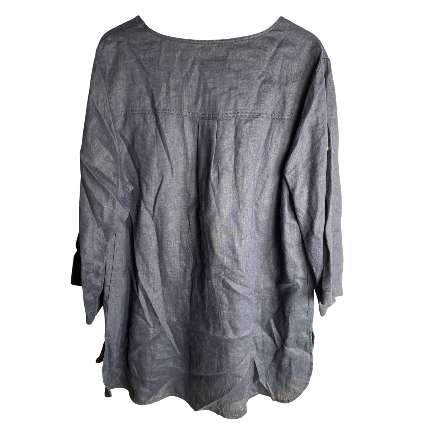 Ellen Tracy NWT XL 100% Linen E-Navy Top