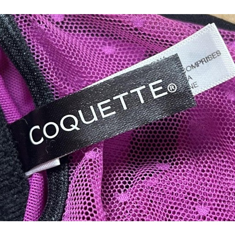 Coquette Garter Slip Womens M/M Purple Lace Mesh Hook & Eye Boned Waist 4092