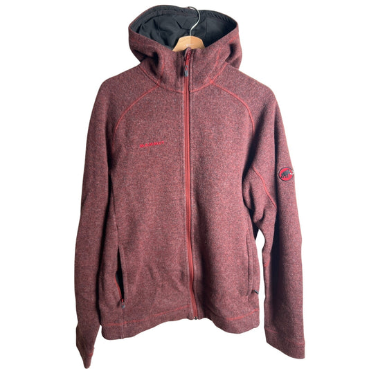 Mammut Sweater Women's XL Maroon Full Zip Logo Fleece Lined Sweatshirt Hoodie